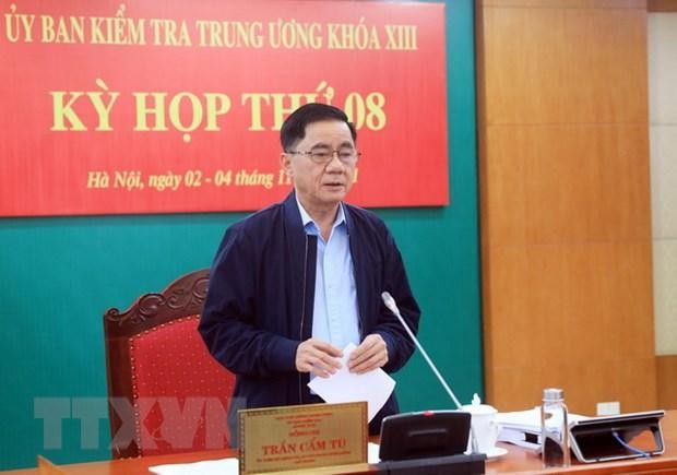 Chủ nhiệm UBKT Trung ương Trần Cẩm Tú chủ trì Kỳ họp thứ 8 Ảnh: TTXVN