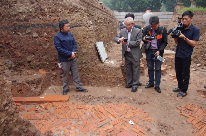 Dấu tích kiến trúc nhà Trần ở Hoàng thành Thăng Long Ảnh: Nguyên Khánh 