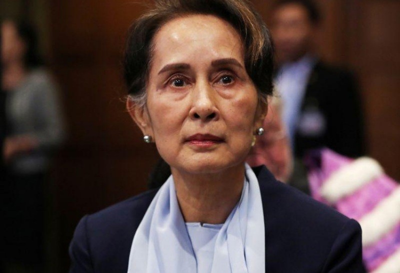 Cố vấn nhà nước Myanmar Aung San Suu Kyi trong ngày thứ hai của phiên tòa Ảnh: Getty