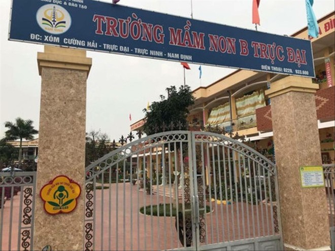Trường Mầm non B Trực Ðại, huyện Trực Ninh, tỉnh Nam Ðịnh, nơi xảy ra sự việc đáng tiếc 