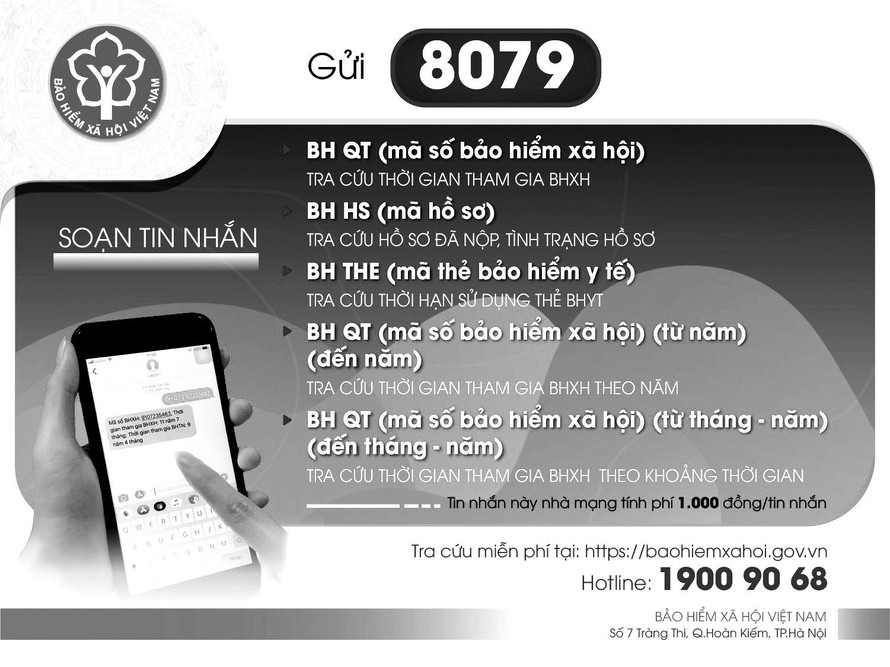 Dịch vụ tin nhắn tra cứu trong lĩnh vực BHXH, BHYT của BHXH Việt Nam 