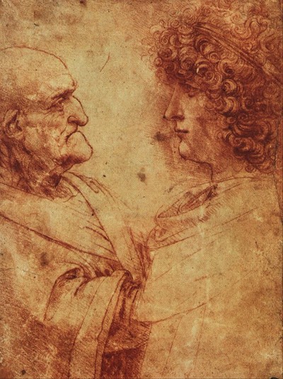 Phác thảo chân dung một ông già bên cạnh Salai, người học trò mà Leonardo da Vinci yêu mến