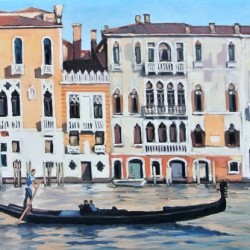 Tác phẩm “Buổi sáng ở Venice”, tranh sơn dầu, 80x135cm 