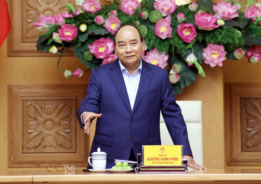 Thủ tướng Nguyễn Xuân Phúc phát biểu tại buổi tiếp các cán bộ ngoại giao ảnh: TTXVN 