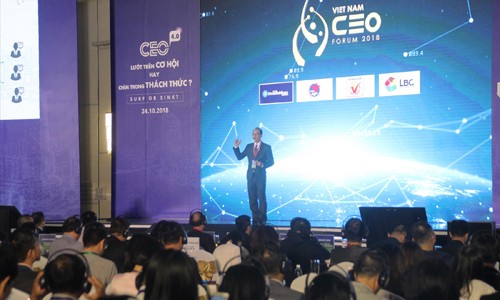 Diễn giả chia sẻ tại Diễn đàn CEO Việt Nam 2018 ẢNh: NGÔ TÙNG