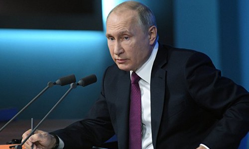 Tổng thống Nga Putin tại buổi họp báo Ảnh: Sputnik 