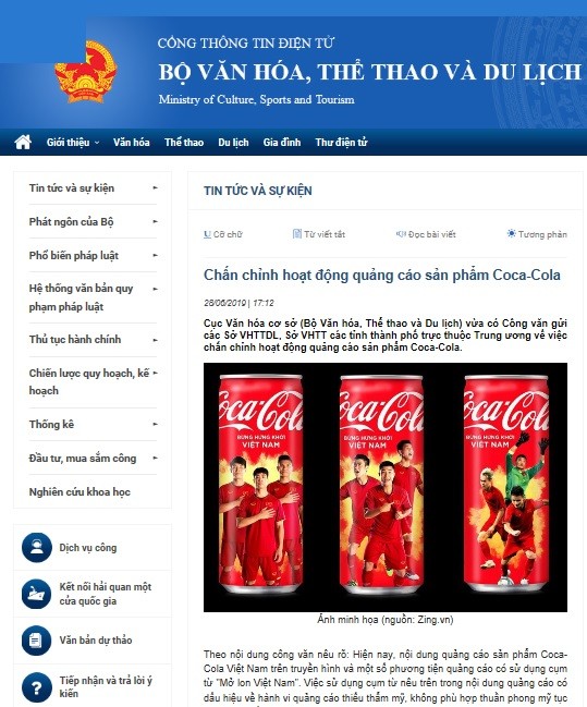 Bộ VHTTDL chấn chỉnh cụm từ “Mở lon Việt Nam” của nhãn hàng Coca-Cola 