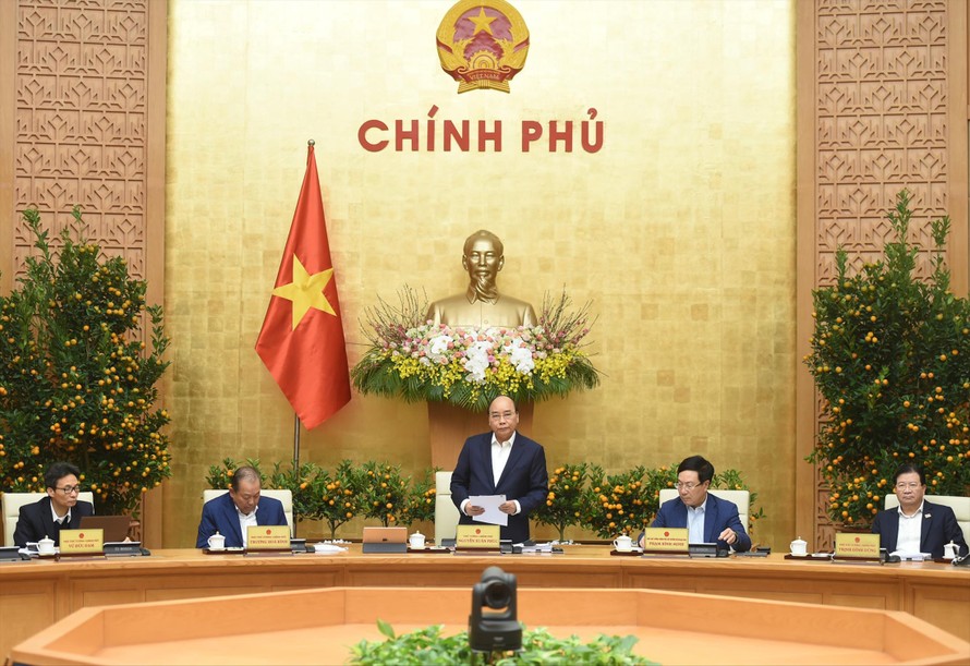 Thủ tướng Nguyễn Xuân Phúc chủ trì phiên họp Chính phủ thường kỳ sáng 2/2 Ảnh: Nhật Minh 