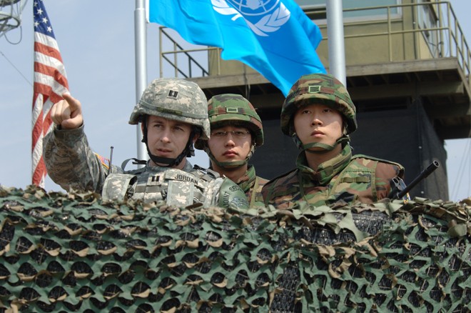 Quân Mỹ đồn trú tại khu vực gần biên giới Hàn Quốc-Triều Tiên. ảnh: Business Insider 