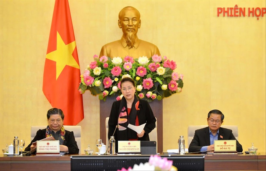 Chủ tịch Quốc hội Nguyễn Thị Kim Ngân phát biểu tại phiên họp Ảnh PV 