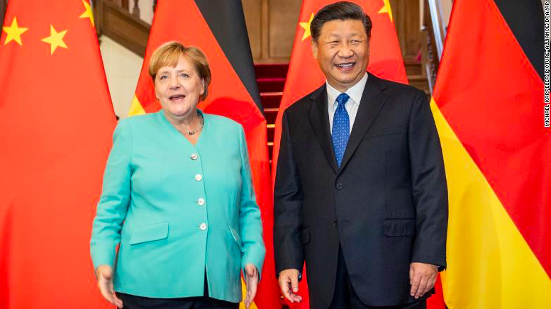 Thủ tướng Đức Angela Merkel trong cuộc gặp Chủ tịch Trung Quốc Tập Cận Bình hồi năm 2019 ảnh: CNN 
