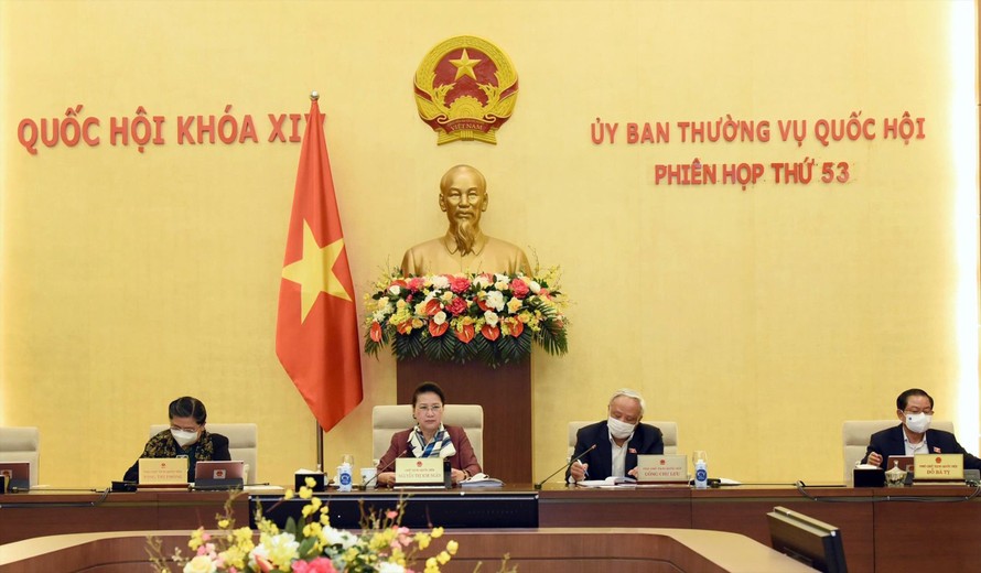 Chủ tịch Quốc hội Nguyễn Thị Kim Ngân phát biểu tại phiên họp Ảnh: QH