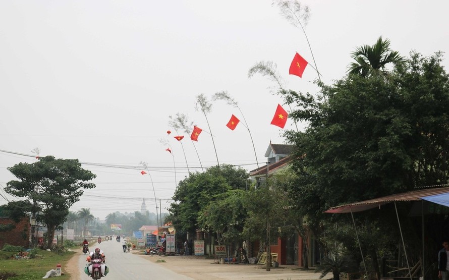 Lung linh sắc nêu đón Tết trên khắp đường làng, ngõ xóm ở Nghệ An