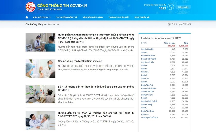 TPHCM ra mắt Cổng thông tin về COVID-19 