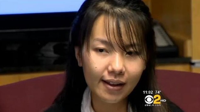 Kim Nguyen tố cáo cô đã bị cảnh sát Los Angeles đánh đập. Ảnh: CBS. 