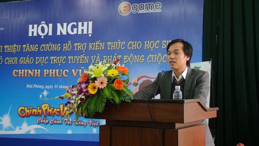 Ông Nguyễn Bình Minh - Ủy viên BCH TW Đoàn, Phó bí thư Thành đoàn Hải Phòng phát biểu tại hội nghị