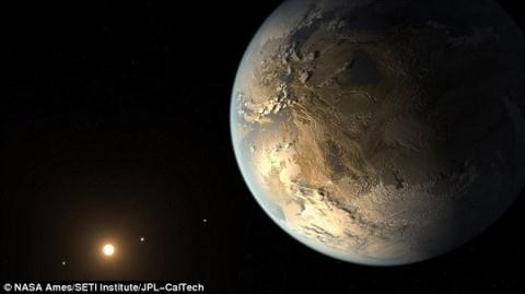 Kepler- 186f có kích cỡ gần bằng trái đất, đặc biệt chứa nước trên bề mặt. 