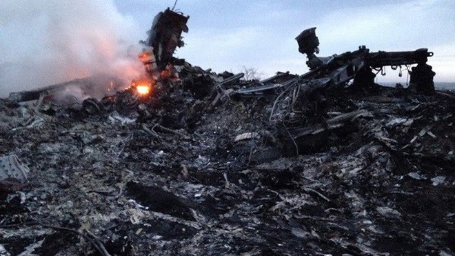 Hiện trường máy bay MH17 của Malaysia rơi tại Ukraine. (Nguồn: AP)