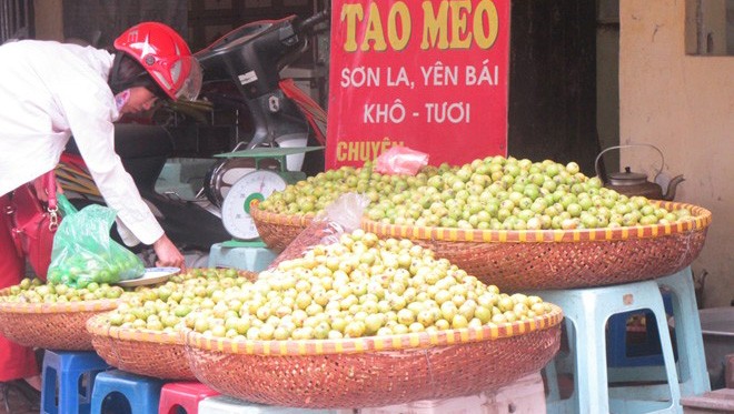 Theo người bán, thực tế táo mèo nhỏ, bị sâu nhiều mới có mức giá 17.000 đồng/kg bán tại Hà Nội. 