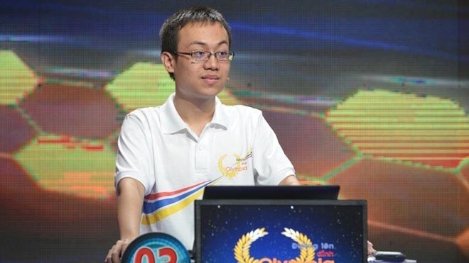 Nguyễn Hoàng Bách - thí sinh nhỏ tuổi nhất trong trận chung kết Đường lên đỉnh Olympia năm thứ 14 (Ảnh: Lê Hiếu).