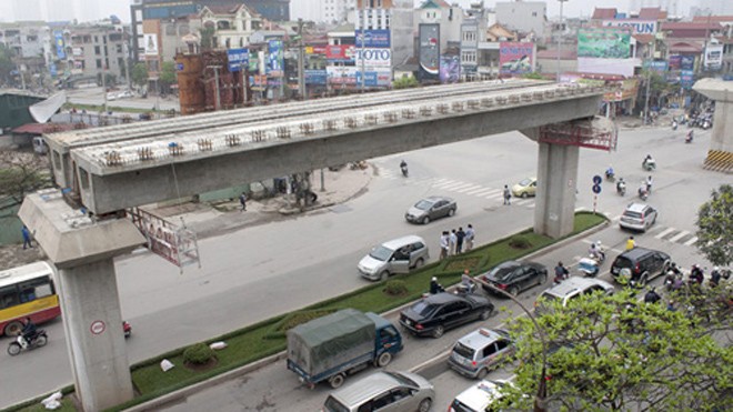 Một phần dự án đường sắt đô thị Hà Nội, tuyến Cát Linh - Hà Đông, nơi Tổng công ty Đường sắt đang được giao làm chủ đầu tư. Ảnh: VnExpress