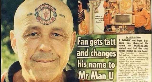 Fan cuồng người Bulgaria đã xăm biểu tượng của Man United lên trán