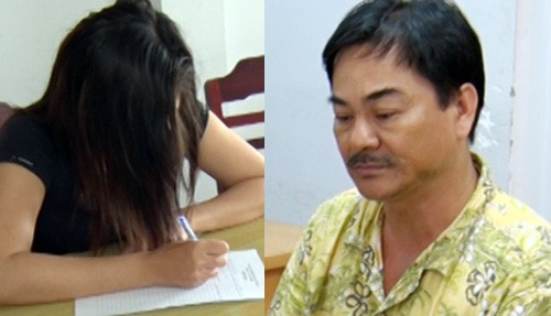 "Tú ông" Hiếu và cô gái bán dâm bị bắt quả tang. Ảnh: Chí Nguyễn