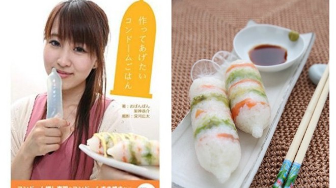 Đầu bếp Nhật làm món ăn với 'áo mưa'