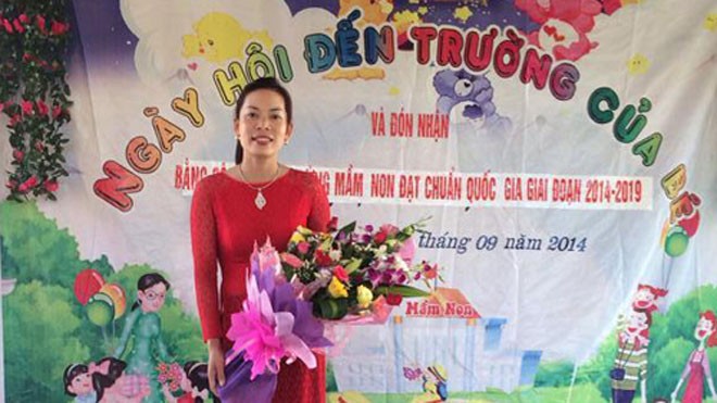 Cô Đỗ Thu Hà, giáo viên trường mầm non Sơn Kim I (huyện Hương Sơn, Hà Tĩnh) tuy mang trong người HIV nhưng đã nỗ lực vượt qua khó khăn để tiếp tục ươm mầm tương lai cho trẻ. Ảnh: NVCC.