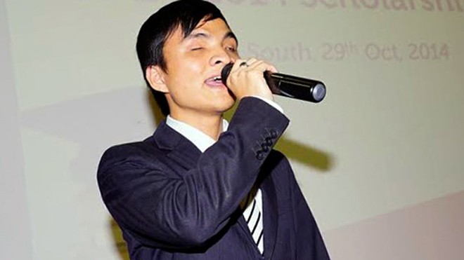 Vinh phát biểu trong buổi lễ trao học bổng tại trường ĐH RMIT. Ảnh: Nguyễn Loan (VnExpress).