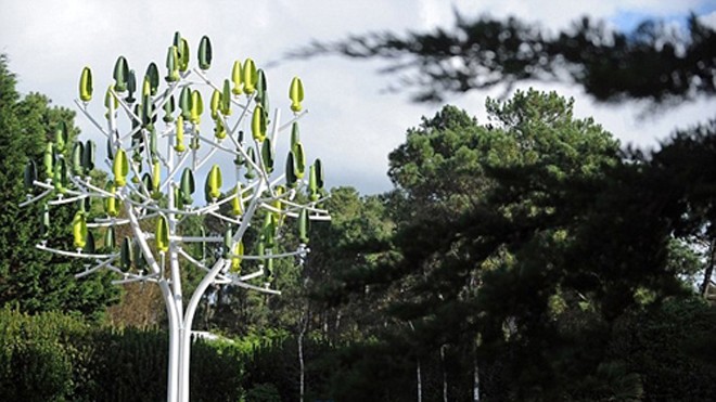 Mô hình cây phát điện nhờ sức gió Wind Tree. Ảnh: AFP