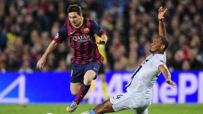 Messi và Barca sẽ đụng độ Man City ở vòng 1/8 Champions League mùa này. Ảnh: AFP.