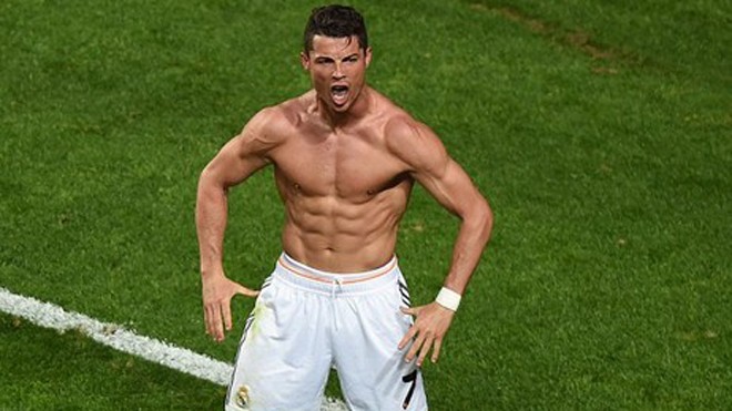 Màn ăn mừng bị xem thái quá của Ronaldo trong hiệp phụ, trận chung kết Champions League 2013/14. Ảnh: Daily Mail