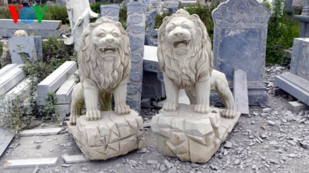 Phần lớn hiện vật ngoại lai trong di tích ở Hà Nội là sư tử đá (Ảnh VOV)