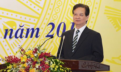 Thủ tướng Nguyễn Tấn Dũng phát biểu chỉ đạo nhiệm vụ của Văn phòng Chính phủ. Ảnh: VGP/Quang Hiếu