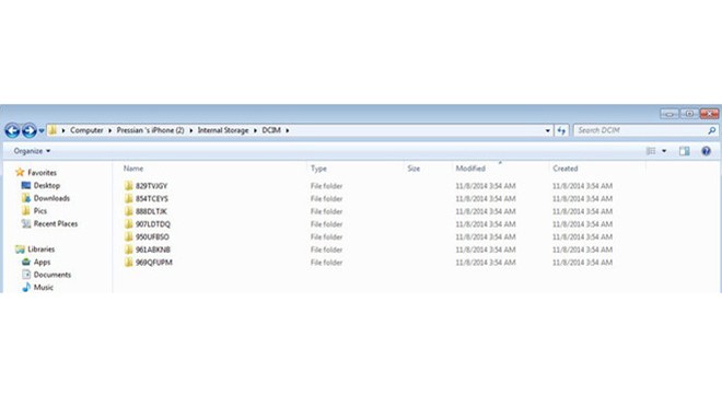 Folder DCIM của iPhone khi kết nối với PC.