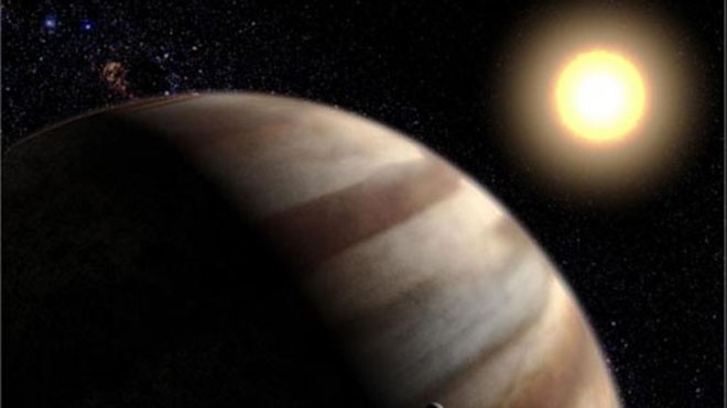 Mô phỏng một hành tinh quay quanh quỹ đạo của ngôi sao giống Mặt Trời có tên gọi HD 209458, cách Trái Đất 150 năm ánh sáng. Ảnh: Reuters