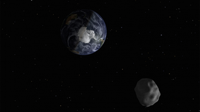 Mô phỏng một tiểu hành tinh tiến về phía Trái Đất. Ảnh: NASA