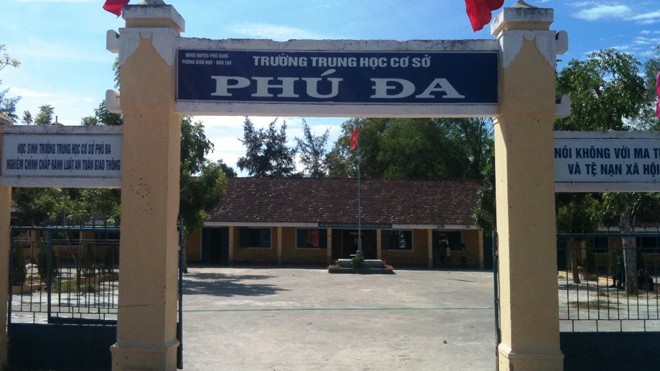 Trường THCS Phú Đa (Phú Vang, TT-Huế) - nơi xảy ra vụ bạo hành học sinh.