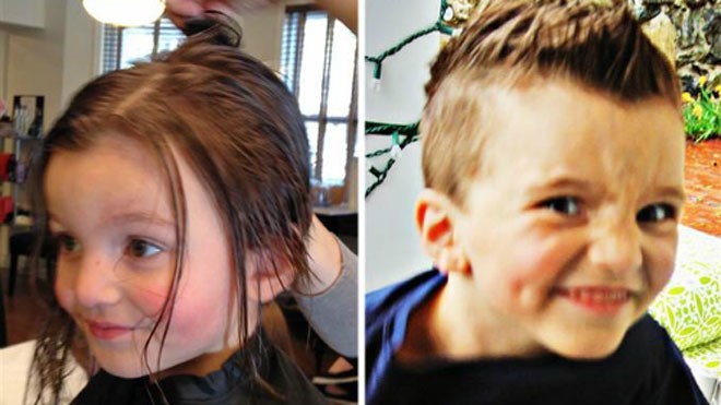 Jacob trước và sau khi cắt tóc để trở thành một bé trai. Ảnh: Nbcnews.