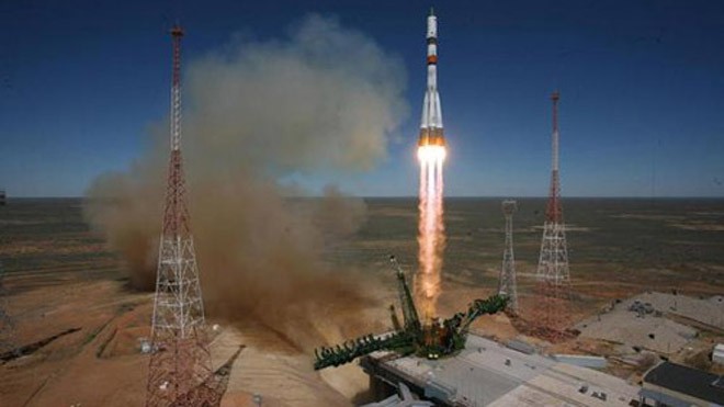 Tàu vũ trụ được phóng đi từ Trung tâm Baikonur, Kazakhstan hôm 28/4. Ảnh: Russian Federal Space Agency