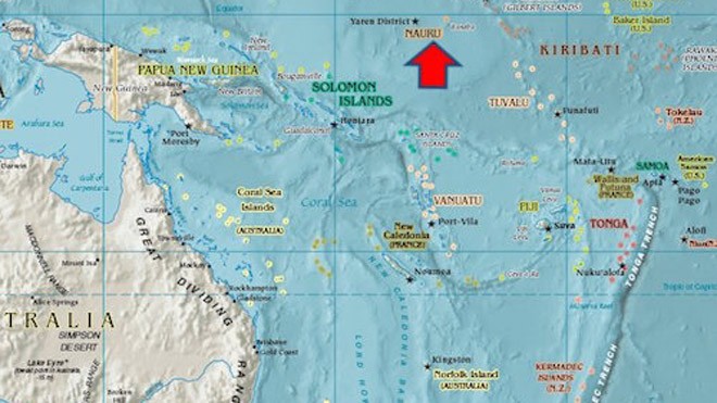 Vị trí của Nauru trên bản đồ.
