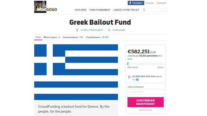 Điều đáng bất ngờ nhất đó là số tiền kêu gọi trong 24 tiếng đầu tiên đều tới từ người dân Anh chứ không phải một nước ở cộng đồng chung Châu Âu, bên cạnh đó, người Đức cũng tham gia tích cực dù tuyên bố cứng rắn về hạn trả nợ với Hy Lạp (Ảnh: IndieGoGo)