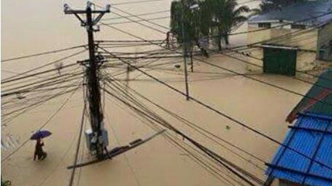 Mưa lớn gây ngập nhiều trạm điện trên địa bàn Quảng Ninh.