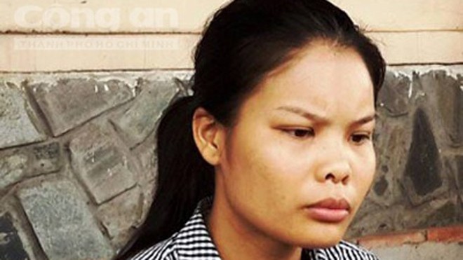Nguyễn Thị Lượm khi mới bị công an bắt