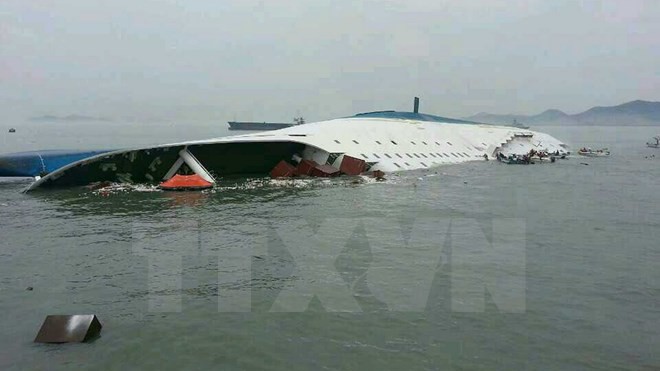 Phà Sewol bị chìm. Ảnh: AFP.
