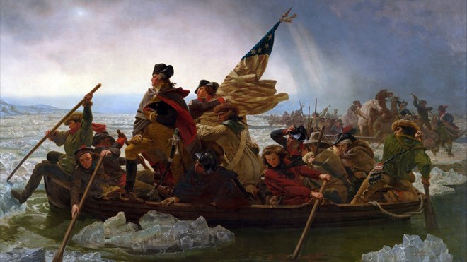 Tranh vẽ George Washington (người đứng đầu) chỉ huy quân đội trong Cách mạng Mỹ. Ảnh: Wearethemighty