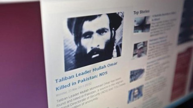 Trang web Tolonews đã đưa lên trang nhất thông tin về cái chết của thủ lĩnh Taliban Mullah Mohammad Omar tại Kabul vào ngày 23-5-2011
