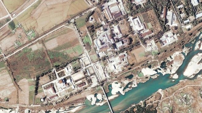 Ảnh vệ tinh về tổ hợp hạt nhân Yongbyon của Triều Tiên (Ảnh: BBC)