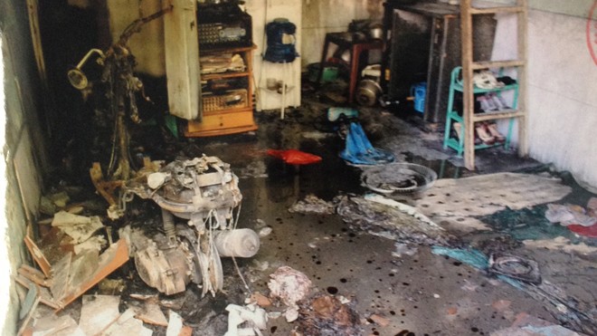 Phòng trọ chị Tr bị Việt phóng hỏa thiêu cháy rụi. Ảnh CTV